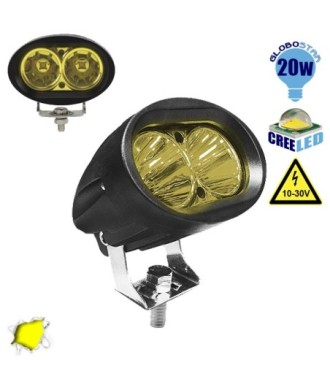 Προβολάκι LED 20W 10-30V 2800lm 30° Αδιάβροχο IP65 Κίτρινο GloboStar 05196
